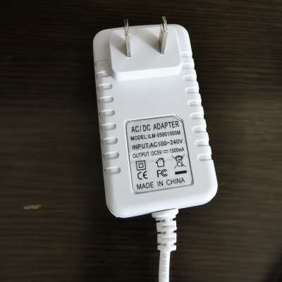 AC US 5V1.5A white power charger with 1.5M cable and Micro USB DC connector wall power adapter